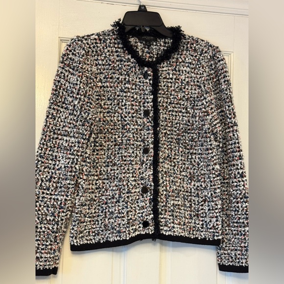 Ann Taylor Textured Blazer with Fringe Accents - Picture 3 of 7